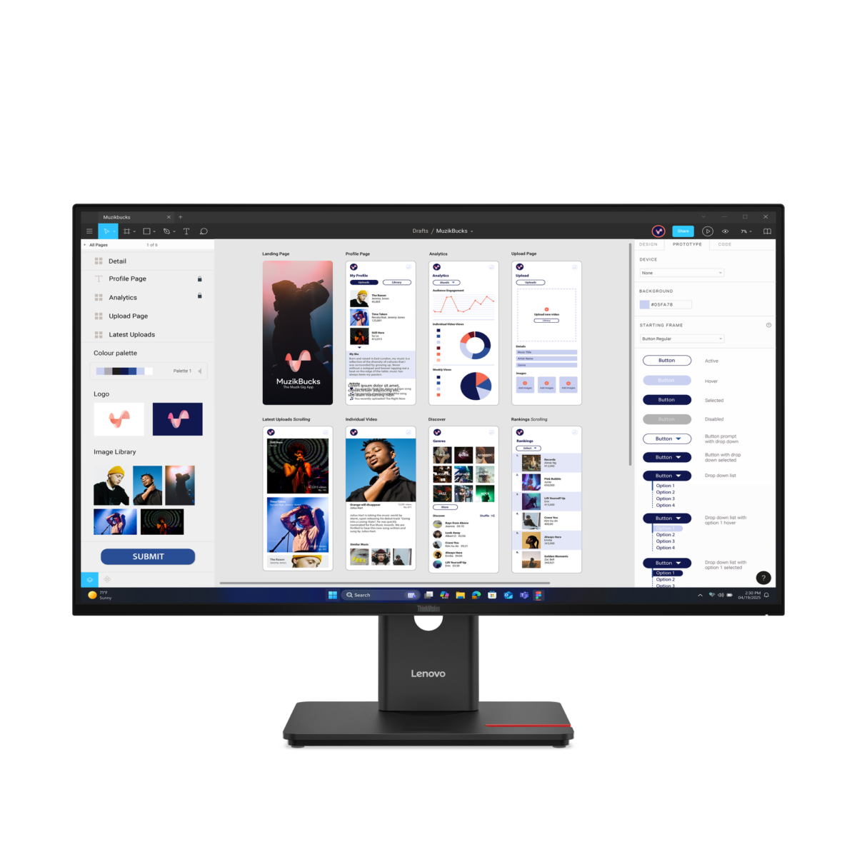 Lenovo ThinkVision T32UD-40 Monitor 31.5" 4K UHD IPS 60Hz - Imagen 3